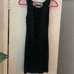 Strappy Open Back Ribbed Knit Midi Dress